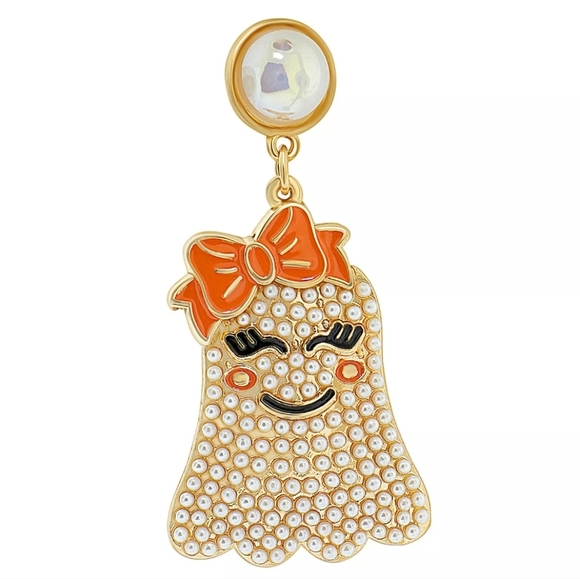 Piper K Happy Halloween Ghost Earrings Mini Pearl Embellished Fashion Jewelry - Picture 3 of 7
